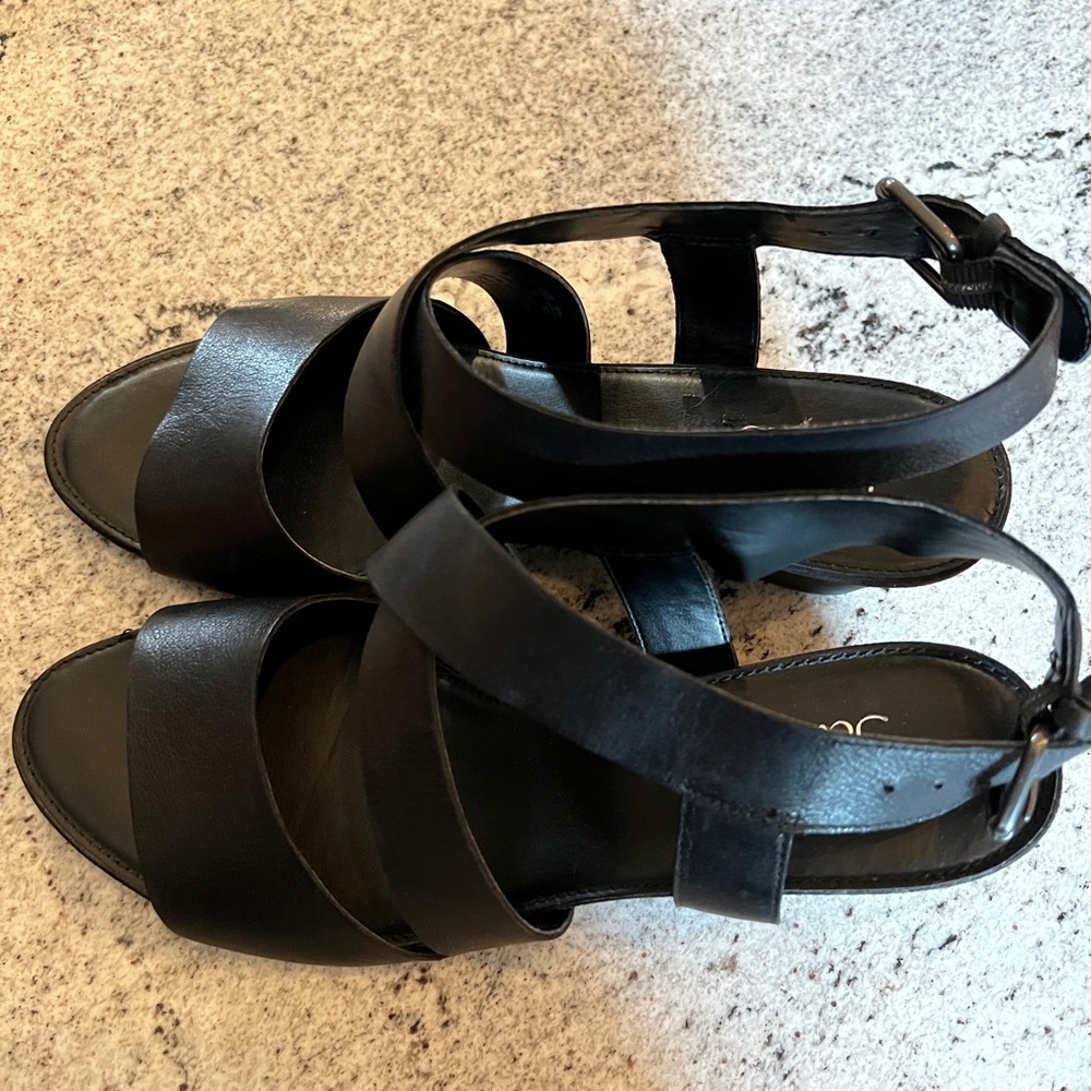 Franco Sarto Black Mini Wedge Danelle Sandal, size 9 - Picture 2 of 8